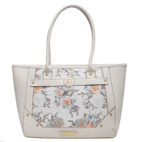 ADRIENNE VITTADINI GARDEN BLOOM TOTE, WHITE FLORAL - Picture 1 of 6